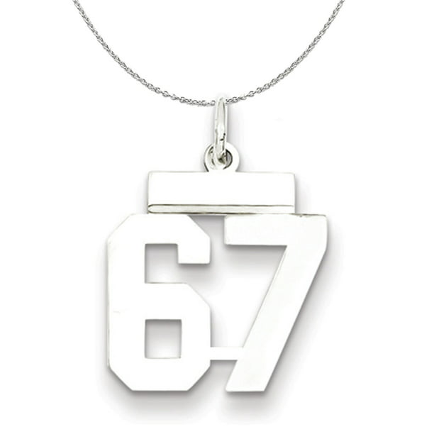 Rhodium Plated Sterling Silver Athletic Collection Small Polished Number 21 Pendant 
